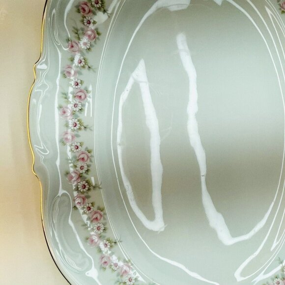 Vintage MITTERTEICH 15" Oval Serving Platter LADY BEATRICE Gilded Rims Germany - Picture 11 of 16